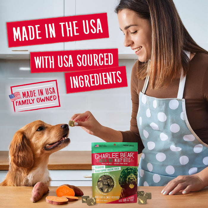 Charlee Bear Meaty Bites Dog Treats Beef liver with Sweet Potatoes 2.25oz