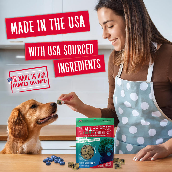 Charlee Bear Meaty Bites Dog Treats Chicken with Blueberries 2.25oz