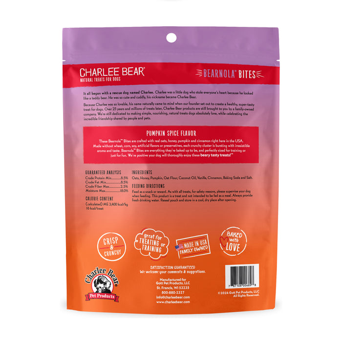 Charlee Bear Bearnola Dog Treats Pumpkin Spice 8oz