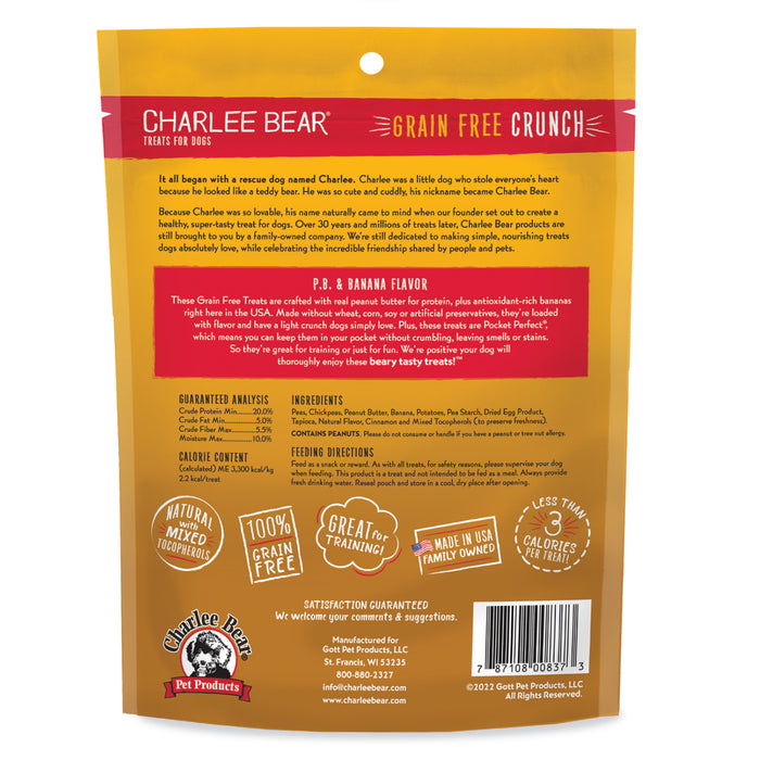 Charlee Bear Grain Free Crunch Dog Treats Peanut Butter & Banana 8oz