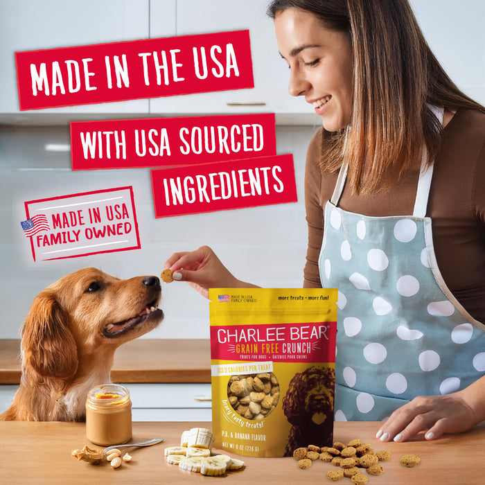Charlee Bear Grain Free Crunch Dog Treats Peanut Butter & Banana 8oz