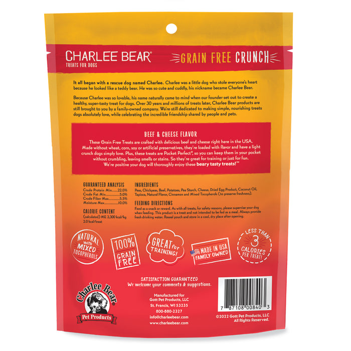 Charlee Bear Grain Free Crunch Dog Treats Beef Liver & Cheese 8oz