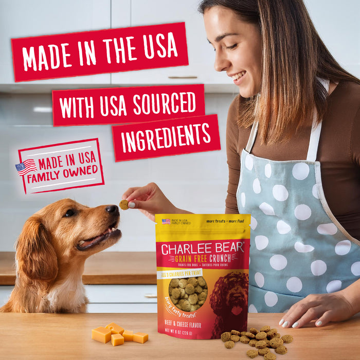 Charlee Bear Grain Free Crunch Dog Treats Beef Liver & Cheese 8oz