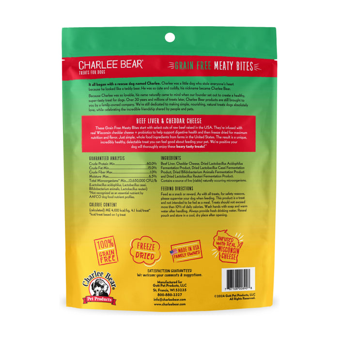 Charlee Bear Meaty Bites Dog Treats Beef & Cheddar Cheese 2.5oz