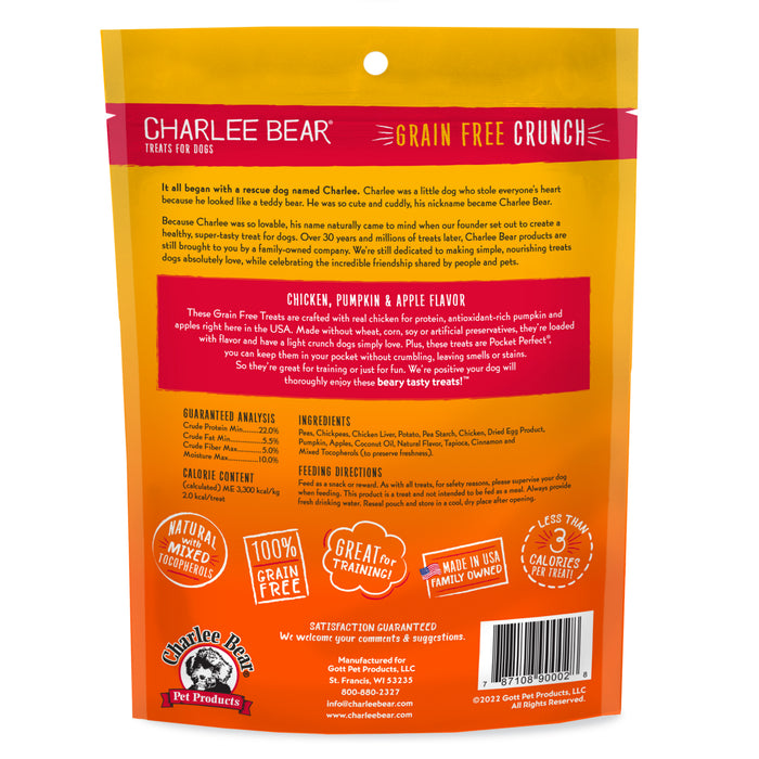 Charlee Bear Grain Free Crunch Dog Treats Chicken, Pumpkin & Apple 8oz
