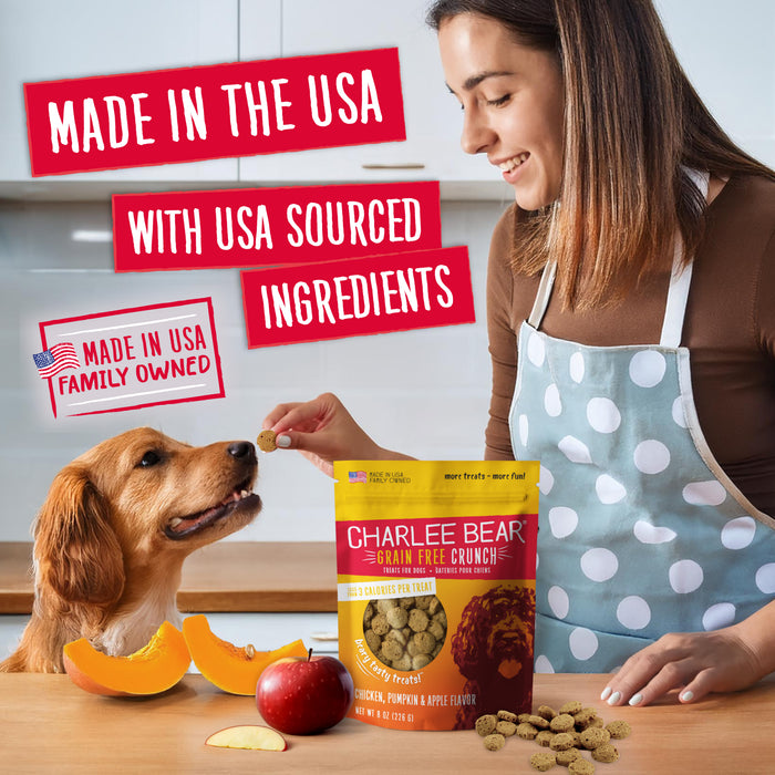 Charlee Bear Grain Free Crunch Dog Treats Chicken, Pumpkin & Apple 8oz