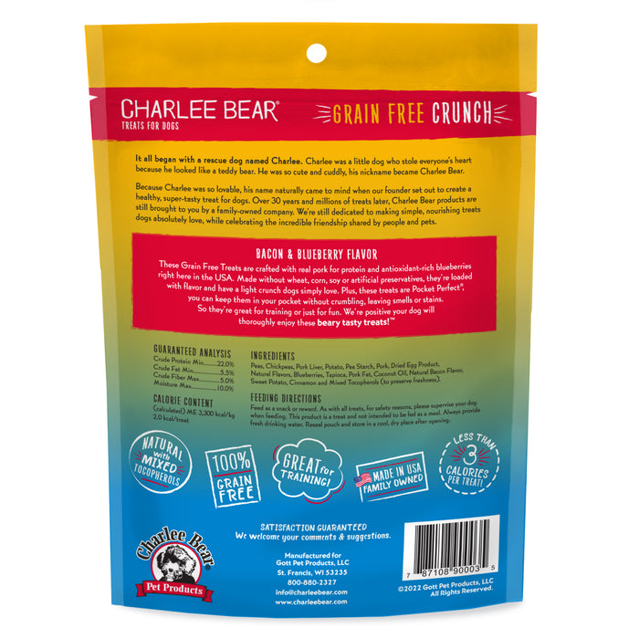 Charlee Bear Grain Free Crunch Dog Treats Bacon & Blueberry 8oz