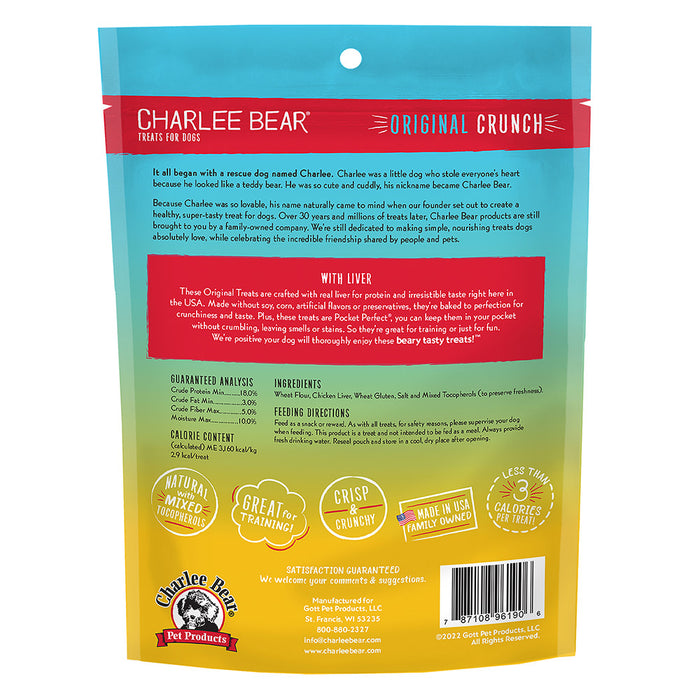 Charlee Bear Original Crunch Dog Treats Chicken Liver 16oz