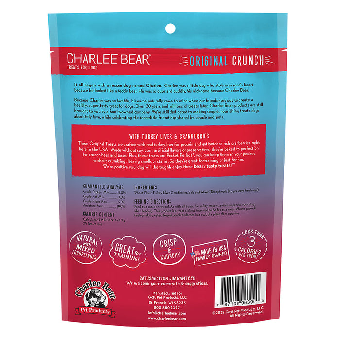 Charlee Bear Original Crunch Dog Treats Turkey Liver & Cranberries 16oz