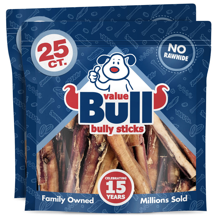 Value Pet Supplies ValueBull Bully Sticks for Large Dogs, Varied Shapes, Super Jumbo 4-6 Inch, 50 Count
