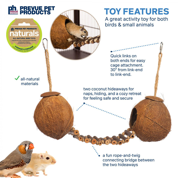 Prevue Pet Products Naturals Double Coconut Walk for Small Animals and Birds