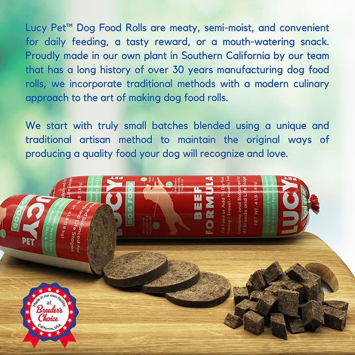 Lucy Pet Products Dog Food Roll Beef Display 2.75oz 36ct (Pack of 36)