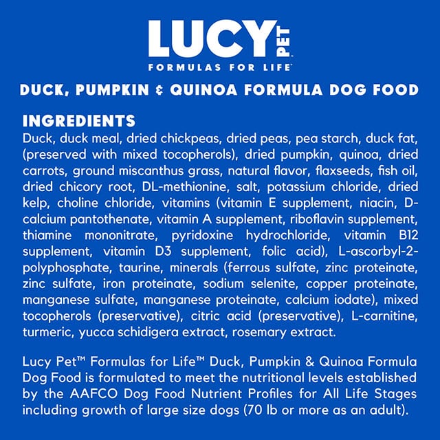 Lucy Pet Products Formula for Life L.I.D. Dry Dog Food Duck, Pumpkin & Quinoa 12lb