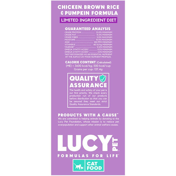 Lucy Pet Products Formulas for Life Dry Cat Food Chicken, Brown Rice & Pumpkin 4lbs