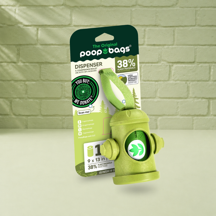 The Original Poop Bags Hydrant Dispenser + Leash Roll Poop Bags
