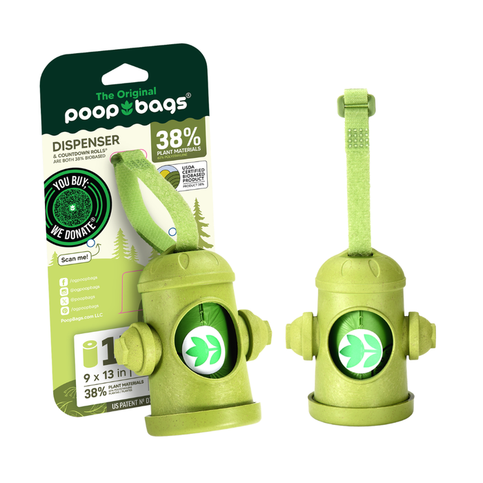The Original Poop Bags Hydrant Dispenser + Leash Roll Poop Bags