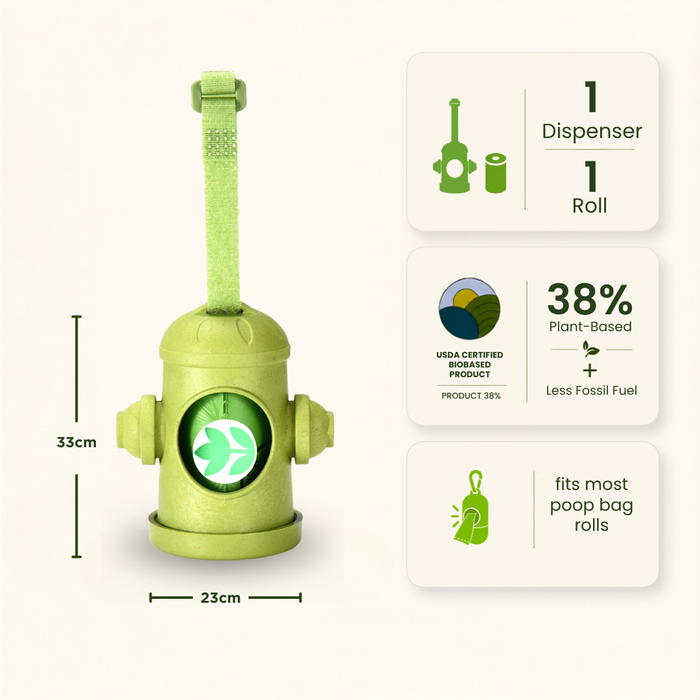 The Original Poop Bags Hydrant Dispenser + Leash Roll Poop Bags