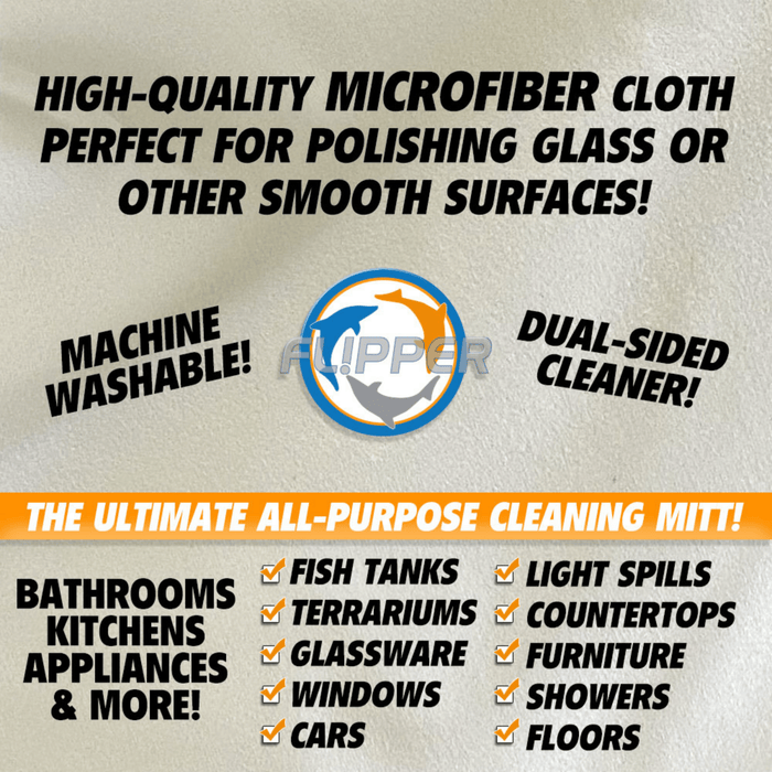 Flipper 2-in-1 Microfiber Aquarium Cleaning Mitt 2 Pack