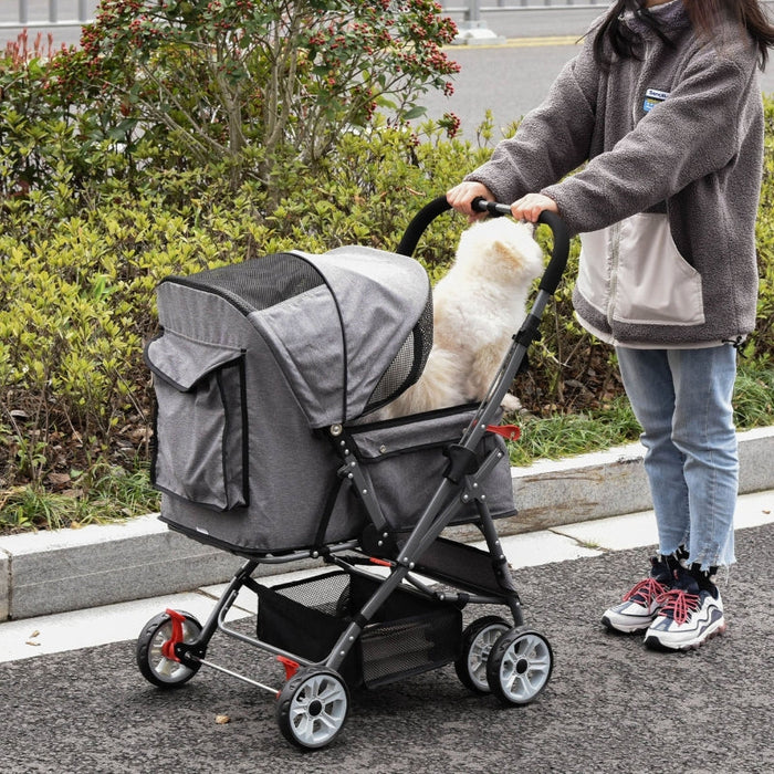 Furr Baby Gifts Pet Foldable Travel Carriage Stroller with Reversible Handle