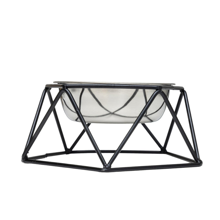 Country Living Elevated Single Dog Bowl Feeder – Geometric Design with Removable Stainless Steel Bowl