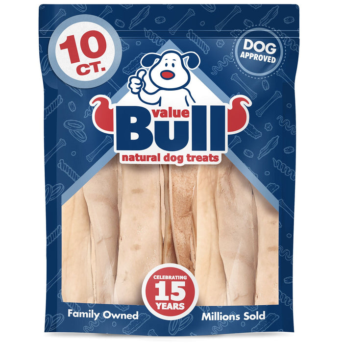 Value Pet Supplies ValueBull Beef Cheek Slices, Long Lasting Dog Chews, Thick 9-10 Inch, 10 Count