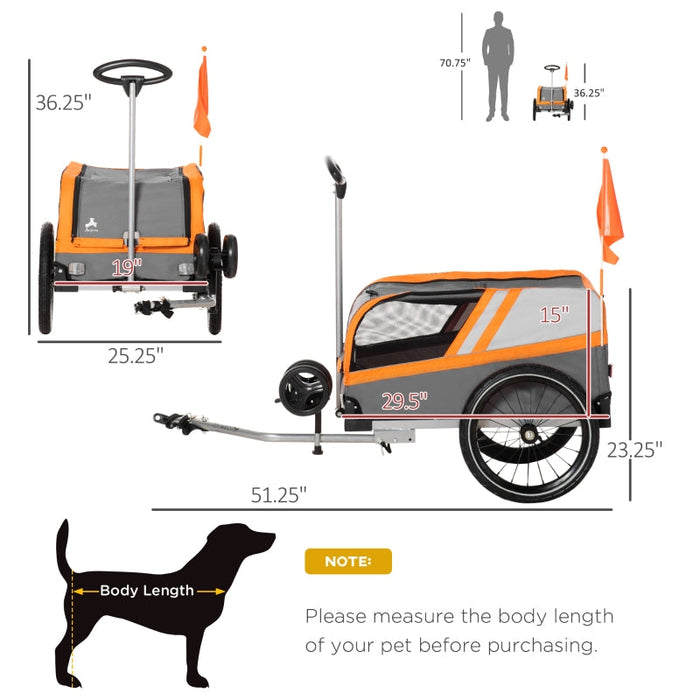 Furr Baby Gifts Pet Bike Trailer 2-in-1 Travel Stroller