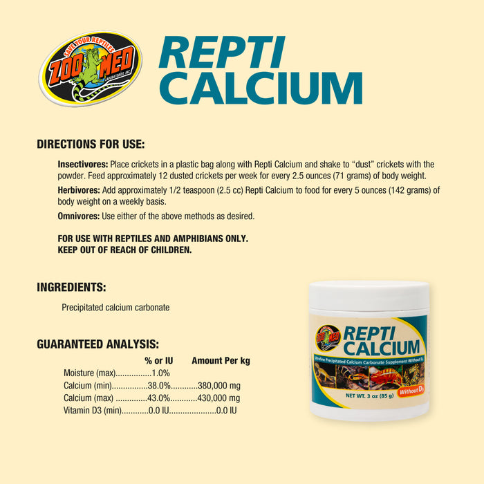 Zoo Med Repti Calcium without Vitamin D3 Reptile Supplement 3 oz