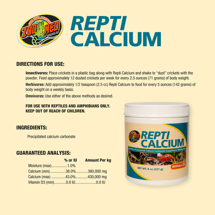 Zoo Med Repti Calcium without Vitamin D3 Reptile Supplement 8 oz