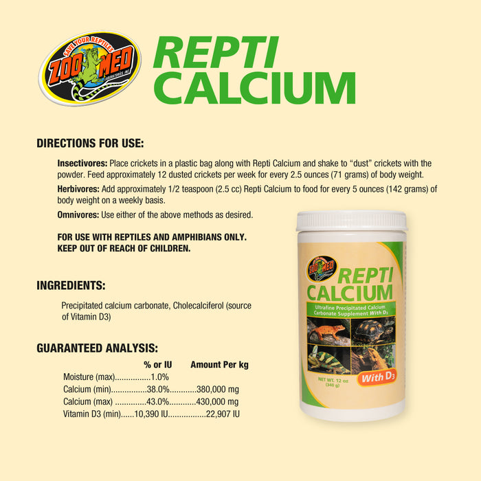 Zoo Med Repti Calcium with Vitamin D3 Reptile Supplement 12 oz