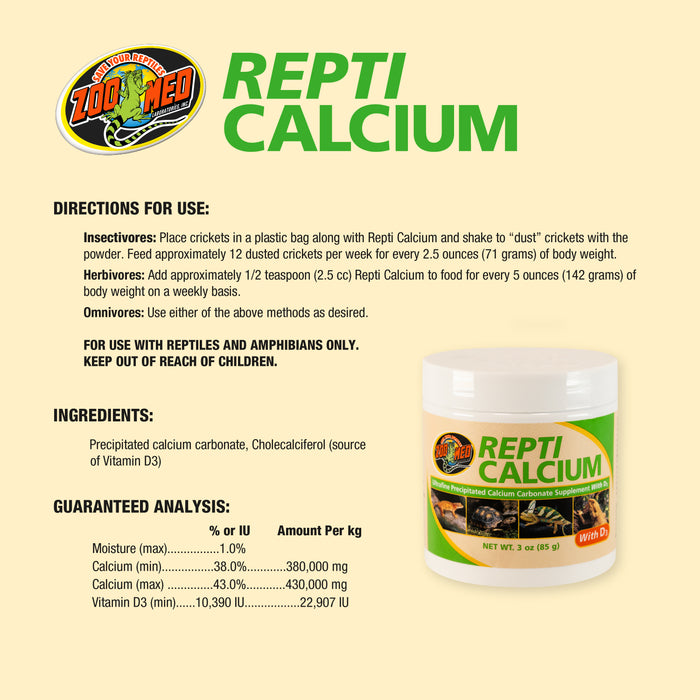 Zoo Med Repti Calcium with Vitamin D3 Reptile Supplement 3 oz