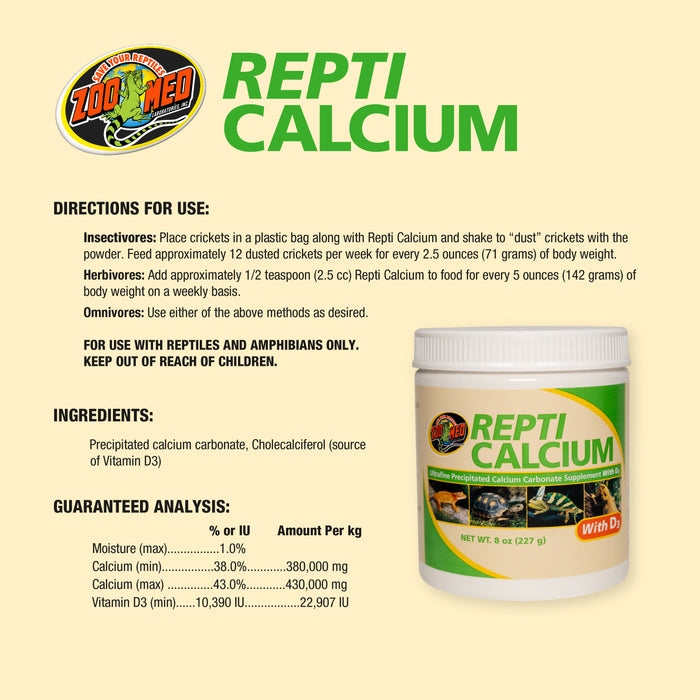 Zoo Med Repti Calcium with Vitamin D3 Reptile Supplement 8 oz
