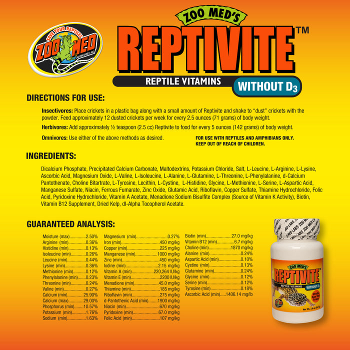Zoo Med ReptiVite without D3 Reptile Vitamin 2 oz