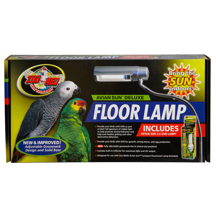 Zoo Med Avian Sun Deluxe Floor Lamp with Avian Sun 5.0 UVB Lamp White 73 in
