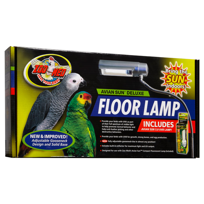 Zoo Med Avian Sun Deluxe Floor Lamp with Avian Sun 5.0 UVB Lamp White 73 in