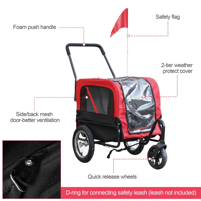 Furr Baby Gifts 3 Wheel Pet 2-in-1 Jogging Stroller Bike Trailer