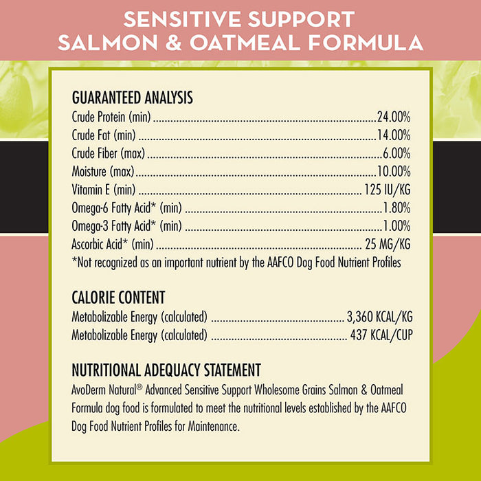 AvoDerm Natural Advanced Sensitive Support Salmon & Oatmeal Formula 22 lb