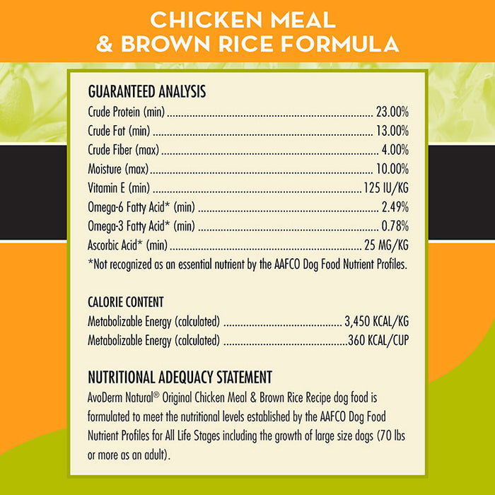 AvoDerm Natural Original Chicken Meal & Brown Rice Dry Dog Food 44lb