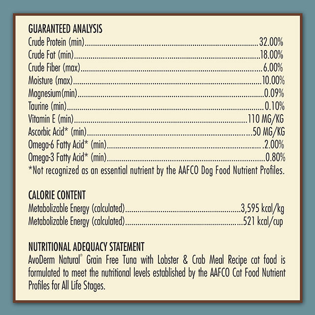 AvoDerm Grain Free Tuna with Lobster & Crab Meal Dry Cat Food 5 lb