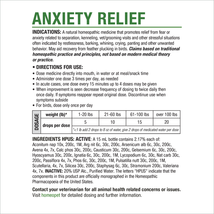 HomeoPet Anxiety Relief 15 ml