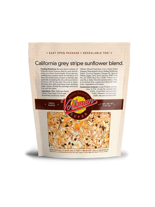 Volkman Seed Company Avian Science Super Cockatiel Bird Treat with Sunflower Seed 4 lb
