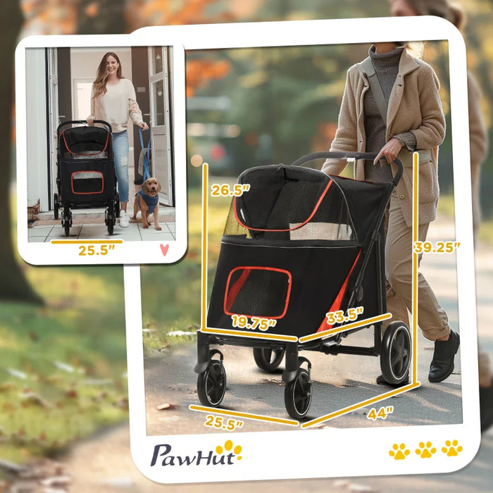Furr Baby Gifts One-Click Foldable Stroller for Large Medium Small Dogs, Pet, Cats with Storage