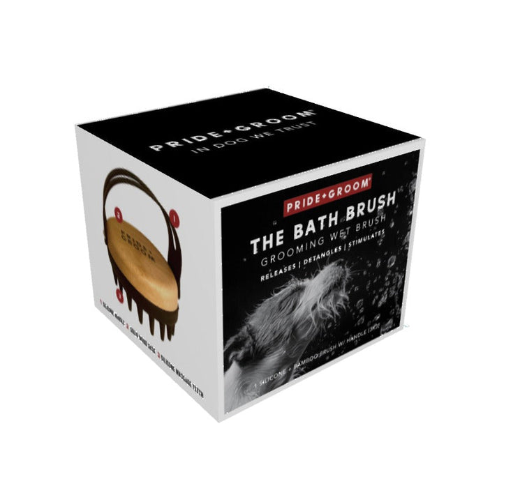 PRIDE+GROOM The Bath Brush Dual-Use Silicone Grooming Brush — De-Shedding, Massaging & Waterproof Tool for Dogs