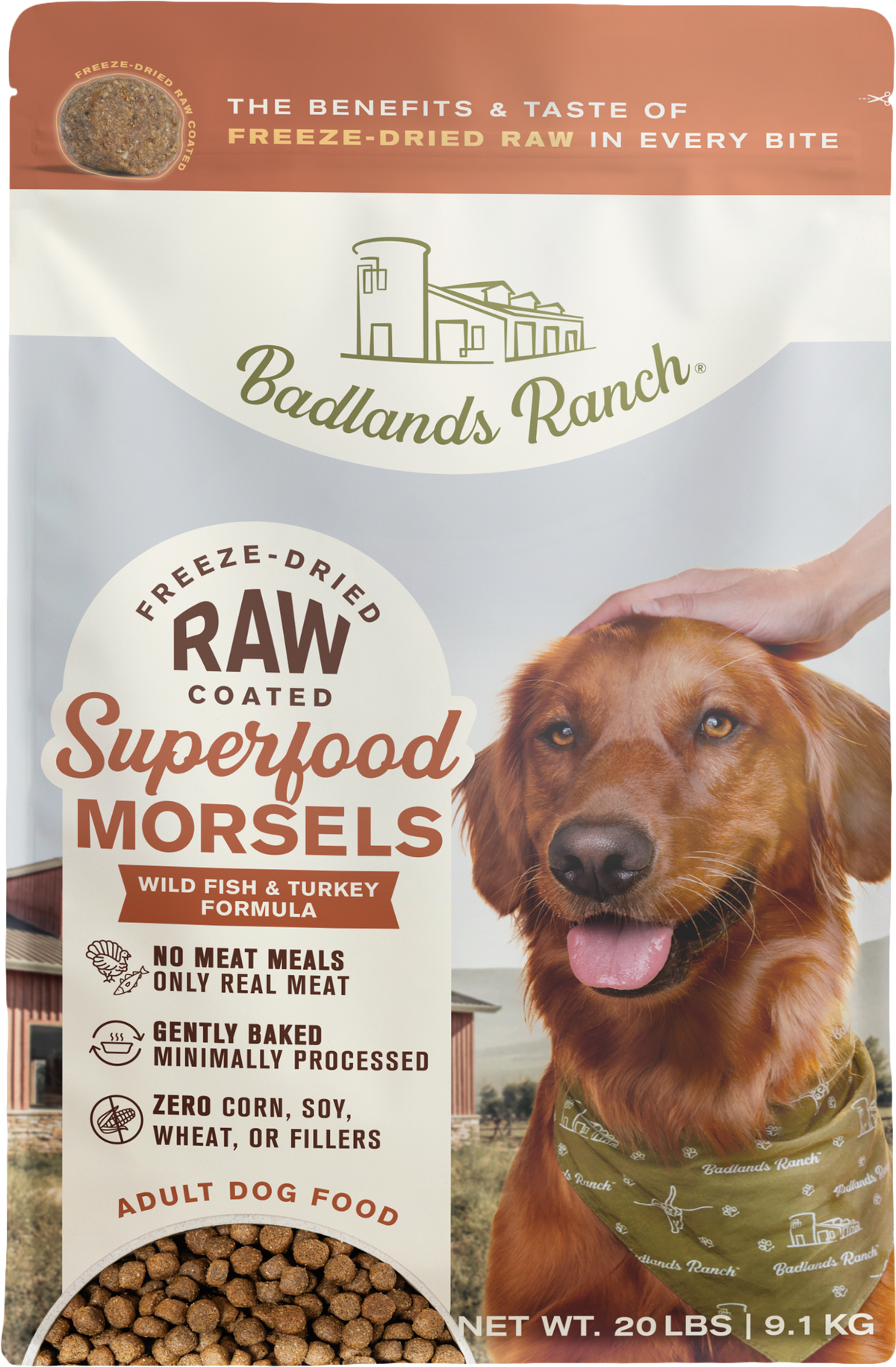 Badlands Ranch SFC Raw Coated Morsels Wild Fish 20lb — AnimalWiz.com