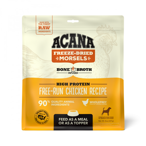 ACANA Freeze Dried Dog Food & Topper, Grain Free, High Protein,  Fresh & Raw Animal Ingredients, Free Run Chicken Recipe, Morsels