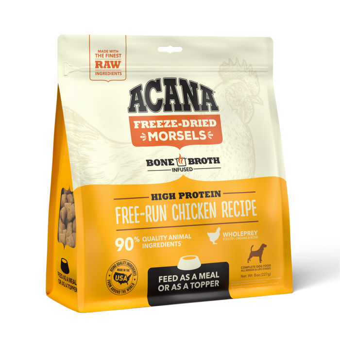 ACANA Freeze Dried Dog Food & Topper, Grain Free, High Protein,  Fresh & Raw Animal Ingredients, Free Run Chicken Recipe, Morsels