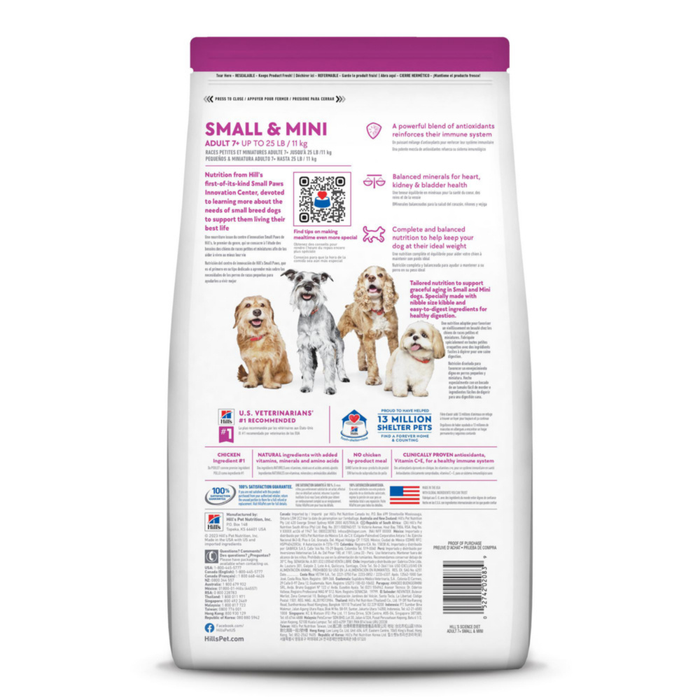 Hill's Science Diet Adult 7+ Small Paws Chicken Meal, Barley & Brown Rice Recipe Dog Food