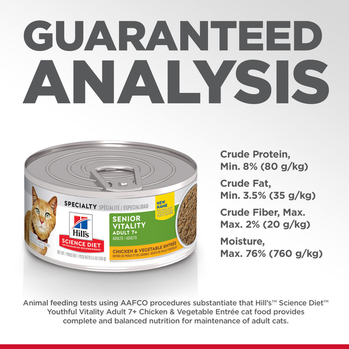 Hill's Science Diet Senior Vitality Adult 7+ Chicken & Vegetable Entree Canned Cat Food