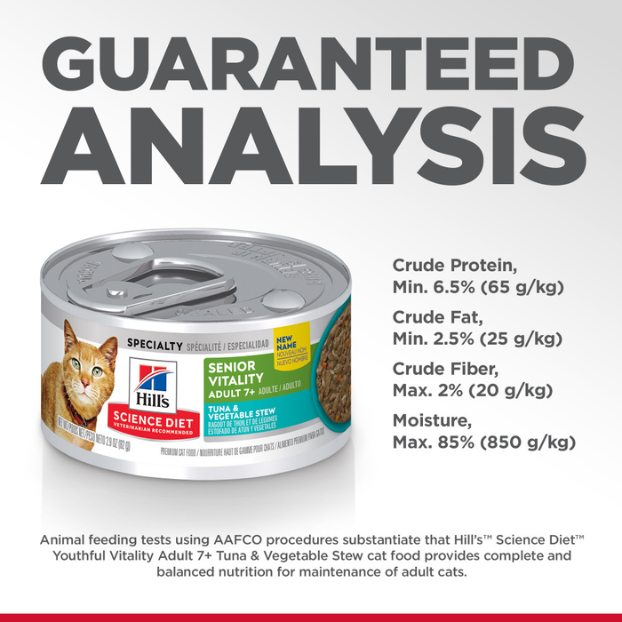 Hill's Science Diet Senior Vitality Adult 7+ Tuna & Vegetables Stew Canned Cat Food