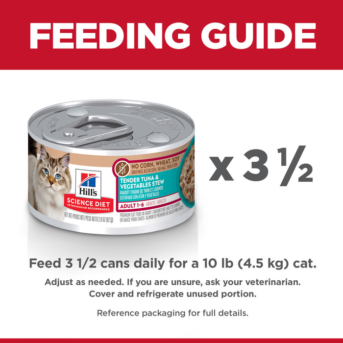 Hill's Science Diet No Corn, Wheat, or Soy Tender Tuna & Vegetables Adult Wet Cat Food