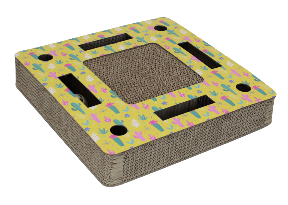 A&E Cage Company Pampurred Paws Cat Scratcher with Track Ball 12.6"x12.6"x2.36" (Square Track Maze)